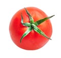 Delicious single tomato over isolated white background
