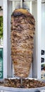 Delicious slabs of skewered fast food shawerma chicken and lamb