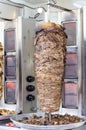 Delicious slabs of skewered fast food shawerma chicken and lamb