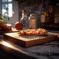 Freshly Baked Pizza on Marble Countertop Royalty Free Stock Photo