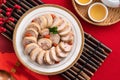 Delicious sliced chicken roll soaked in Chinese wine for lunar new year`s dishes Royalty Free Stock Photo