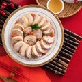 Delicious sliced chicken roll soaked in Chinese wine for lunar new year`s dishes Royalty Free Stock Photo