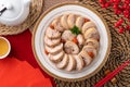 Delicious sliced chicken roll soaked in Chinese wine for lunar new year`s dishes Royalty Free Stock Photo