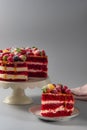 Delicious sliced red velvet cake Royalty Free Stock Photo