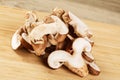 Delicious Sliced Shiitake Mushrooms isolated on a wooden background Royalty Free Stock Photo