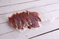 Delicious sliced Spanish dry-cured Jamon ham