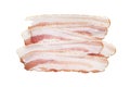 delicious slices of sliced bacon, isolate on a white background