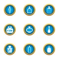 Delicious smell icons set, flat style