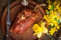 Delicious smoked ham. Royalty Free Stock Photo