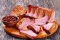 Delicious Smoked Pork Ribs on table Royalty Free Stock Photo