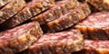 Delicious smoked sausage. Meat products. Close-up. Sausage full frame Royalty Free Stock Photo