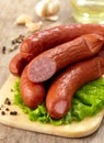Delicious smoked sausages Royalty Free Stock Photo