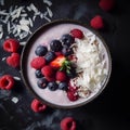 Delicious Smoothie Bowl with Berries and Dried Coconut. Generative AI