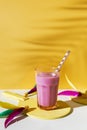 delicious smoothie glass with straw. High quality photo Royalty Free Stock Photo