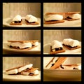 Delicious smore with giant roasting marshmallow and chocolate chips