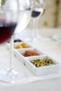 Delicious snacks & red wine Royalty Free Stock Photo