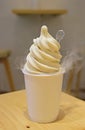 Delicious Soft serve ice cream with foggy effect