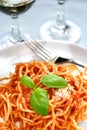 Delicious spaghetti in tomato Royalty Free Stock Photo