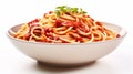 Delicious Spaghetti With Tomato Sauce In Oriental Bowl