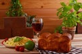 Delicious spaghetti with wine Royalty Free Stock Photo