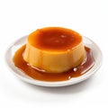 Delicious Spanish Flan with Caramel Sauce on a Plate .