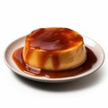 Delicious Spanish Flan with Caramel Sauce on a Plate .