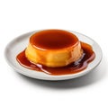 Delicious Spanish Flan with Caramel Sauce on a Plate .