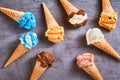 Delicious speciality ice cream cones Royalty Free Stock Photo