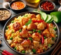 Delicious spicy chicken fried rice. Royalty Free Stock Photo