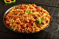 Delicious spicy chicken fried rice. Royalty Free Stock Photo