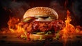 Delicious spicy fried chicken burger Generative AI