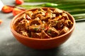 Delicious and spicy meat curry, Indian cuisine.