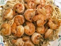 Delicious Spicy Shrimp With Pasta for Dinner Royalty Free Stock Photo