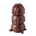 Delicious stack of three chocolate truffles isolated on white background Royalty Free Stock Photo