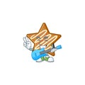 Delicious star cookies with character with guitar shape