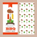 Barbecue, grill. Emblem, logo. Colorful vector illustration in f