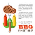 Barbecue, grill. Emblem, logo. Colorful vector illustration in f Royalty Free Stock Photo