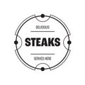 Delicious Steaks served here vintage stamp
