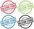 DELICIOUS STEAKS text, on round simple stamp sign.