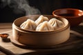 Delicious Steamed Dumpling in Minimal Style on Rustic Background AI Generated Royalty Free Stock Photo