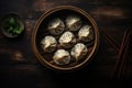 Delicious Steamed Dumpling in Minimal Style on Rustic Background AI Generated