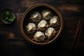 Delicious Steamed Dumpling in Minimal Style on Rustic Background AI Generated Royalty Free Stock Photo