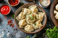 Delicious Steamed Dumplings with Dipping Sauces