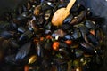 Delicious steamed fresh mussels