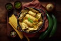 Delicious steamed tamal. Traditional Colombian food tamale