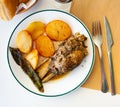 Delicious stewed pork knuckle with potatoes Royalty Free Stock Photo