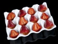 Delicious strawberries in white bowl