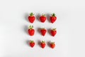 Delicious strawberry berries seamless pattern on grey background, top view, flat lay. Summer composition, Royalty Free Stock Photo