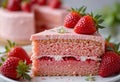 Delicious strawberry cake with fresh strawberries Royalty Free Stock Photo