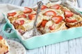 Delicious Strawberry Cheesecake French Toast Casserole Royalty Free Stock Photo